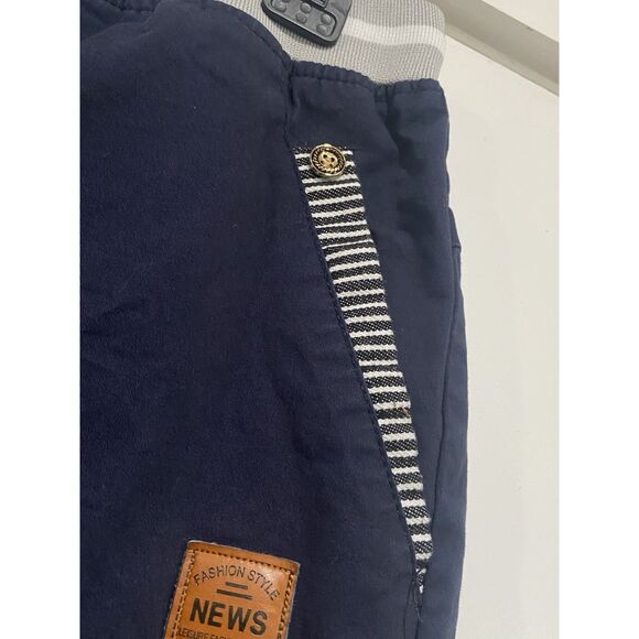 Fashion Style News Shorts Mens Medium Navy Blue Elastic Drawstring Casual Beach - Picture 6 of 11